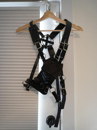 Beatrice Knife Harness - my first ever leatherwork project. Signed by KTY